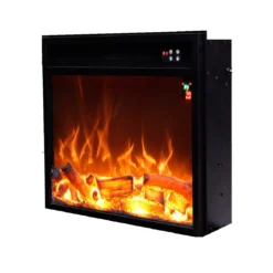Inserto Camino Elettrico Realistico Incasso Parete Termostato Led Fuoco Finto