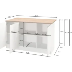 Isola Cucina 3 Ante Antracite Rovere 155x90x90 cm Legno Nobilitato
