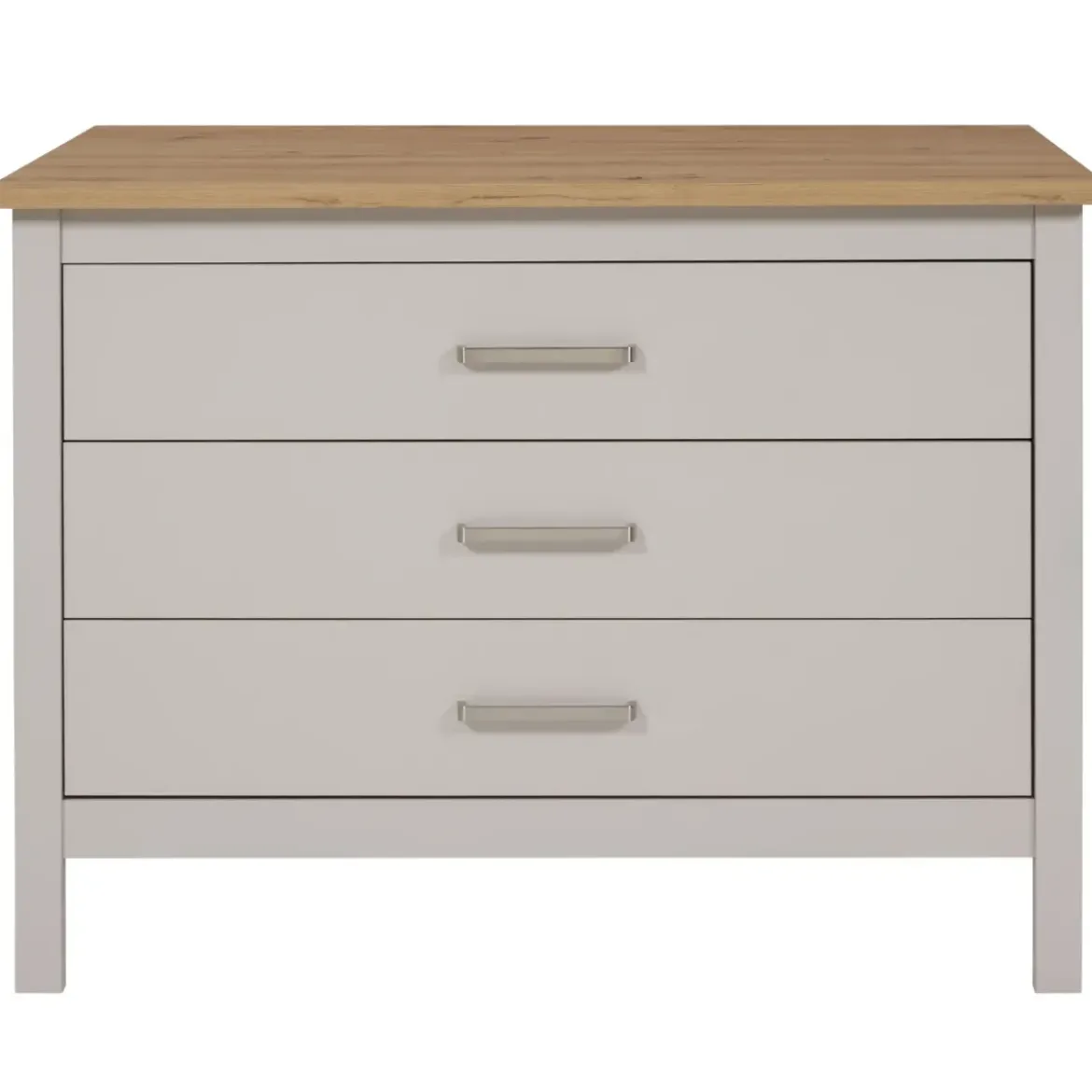 Isola da Cucina Beige Rovere Tavolo Bar con 3 Cassetti Soft-Close
