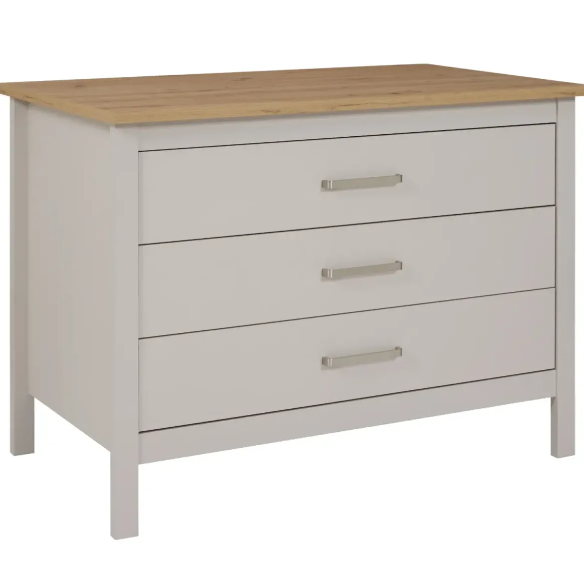 Isola da Cucina Beige Rovere Tavolo Bar con 3 Cassetti Soft-Close