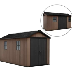 Keter Newton Plus Casetta da Giardino 230x413 PVC Effetto Legno 2 Ante