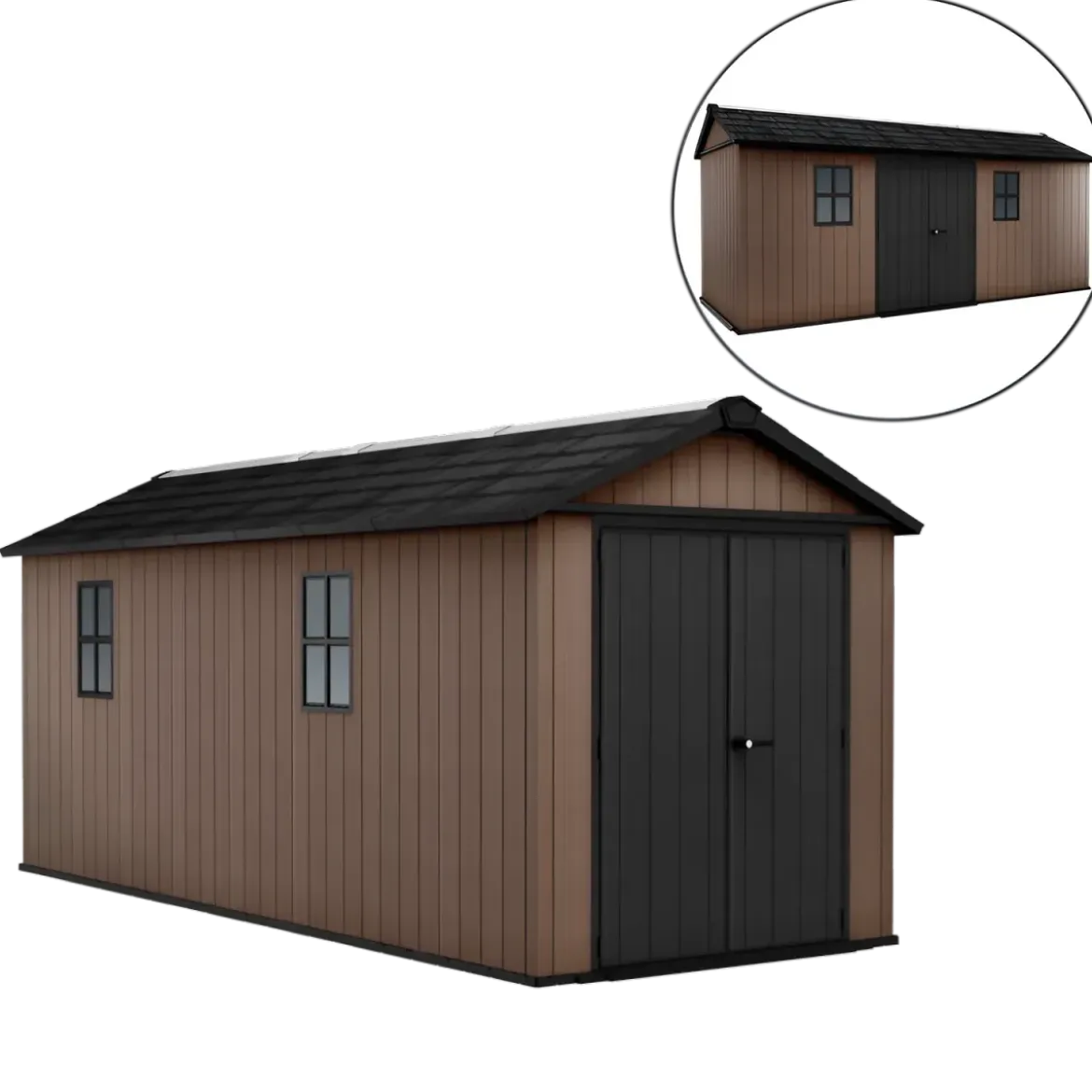 Keter Newton Plus Casetta da Giardino 230x539 PVC Effetto Legno 2 Ante