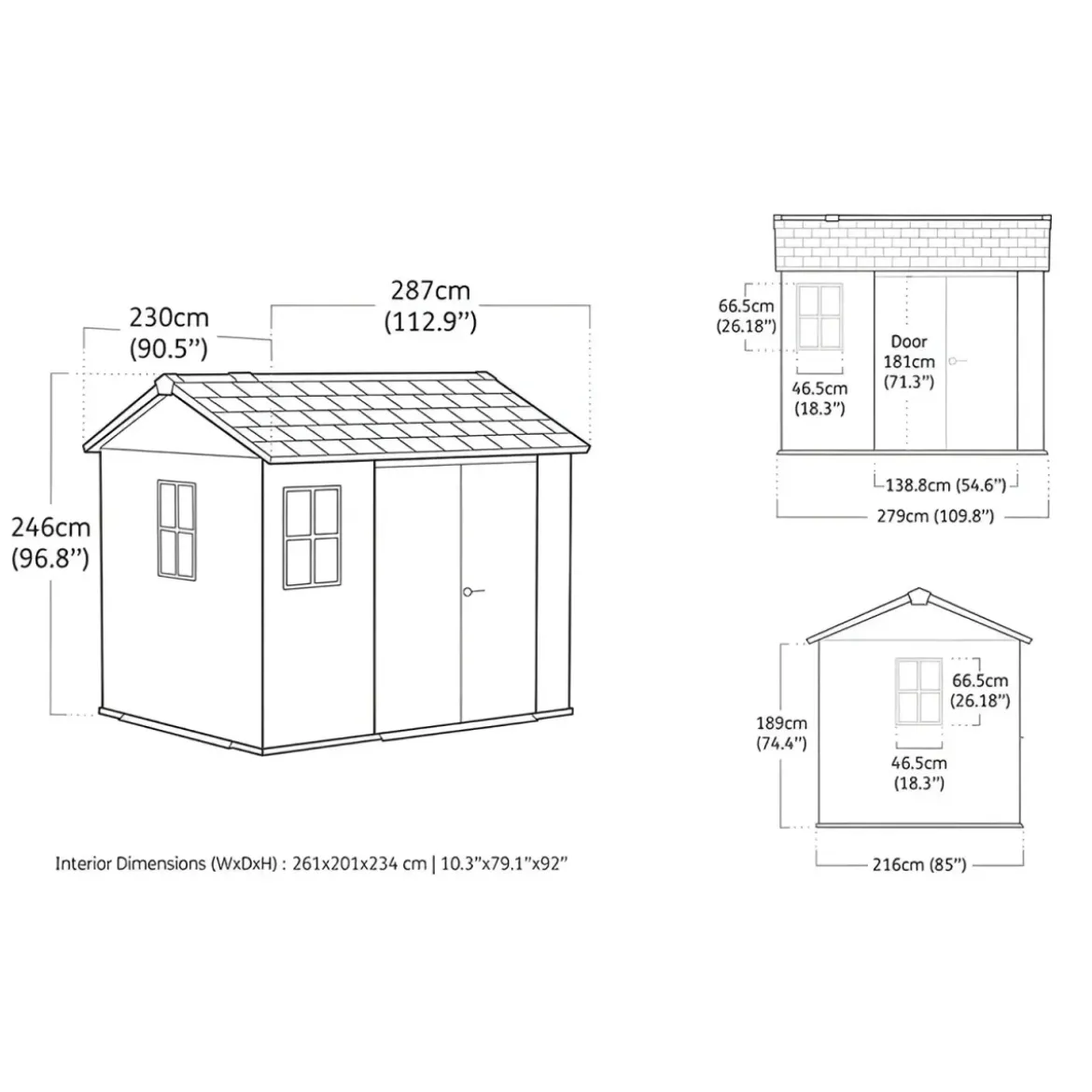Keter Newton Plus Casetta da Giardino 230x287 PVC Effetto Legno 2 Ante