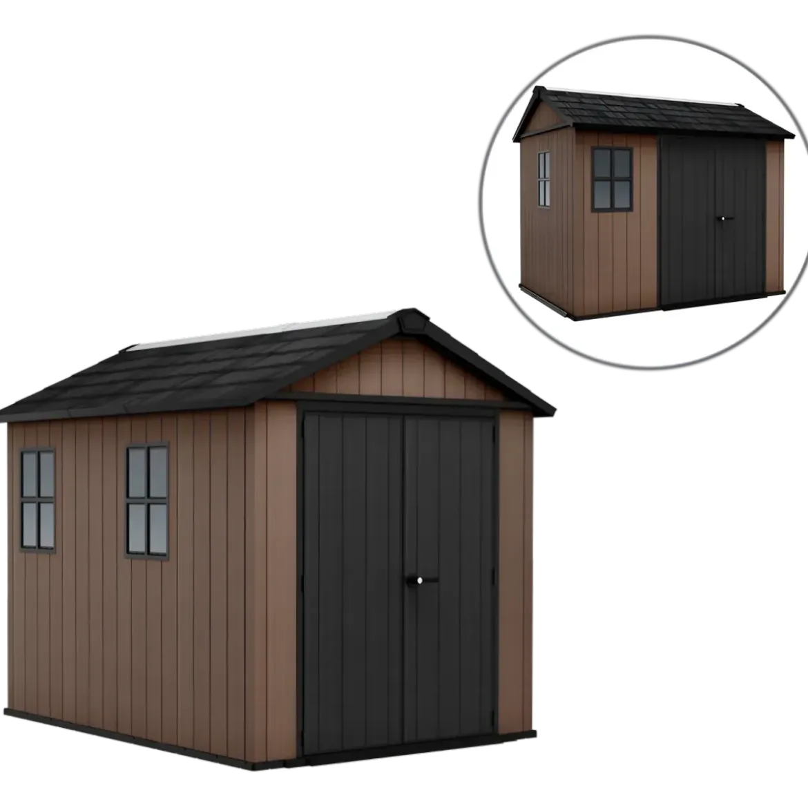 Keter Newton Plus Casetta da Giardino 230x287 PVC Effetto Legno 2 Ante