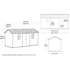 Keter Newton Plus Casetta da Giardino 230x476 PVC Effetto Legno 2 Ante