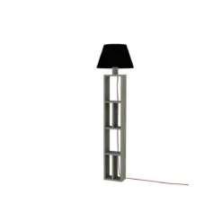 Lampada da Terra con Libreria Legno Paralume Nero Attacco Lampadina E27 Salotto