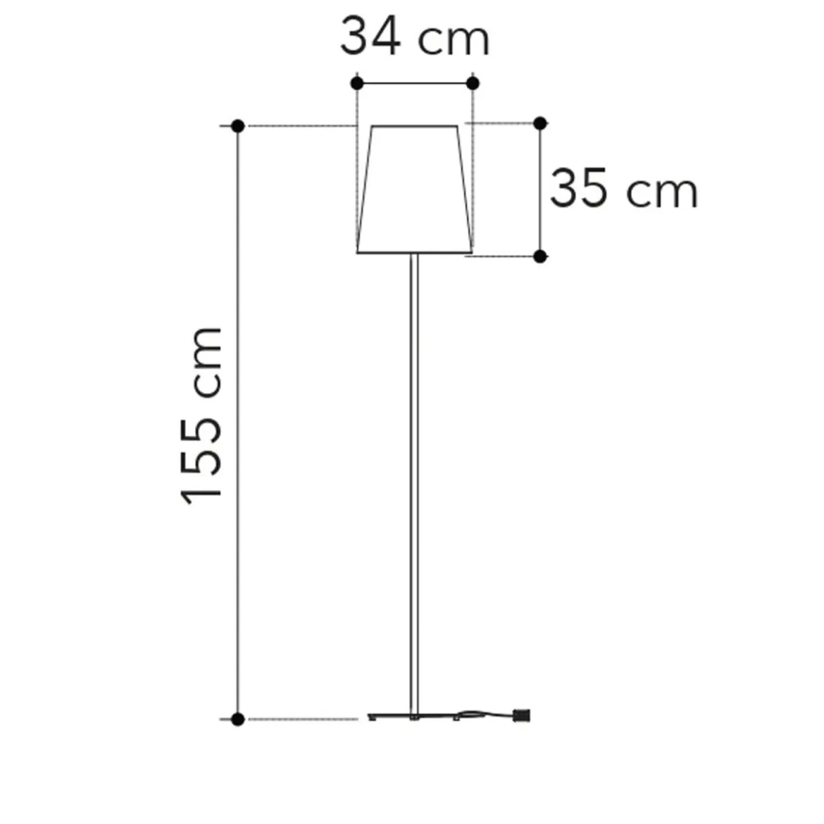 Lampada Moderna in Metallo Bianco Piantana con Paralume in Tessuto