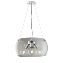 Lampadario Trasparente con Diffusore in Vetro Moderno Luce a Sospensione