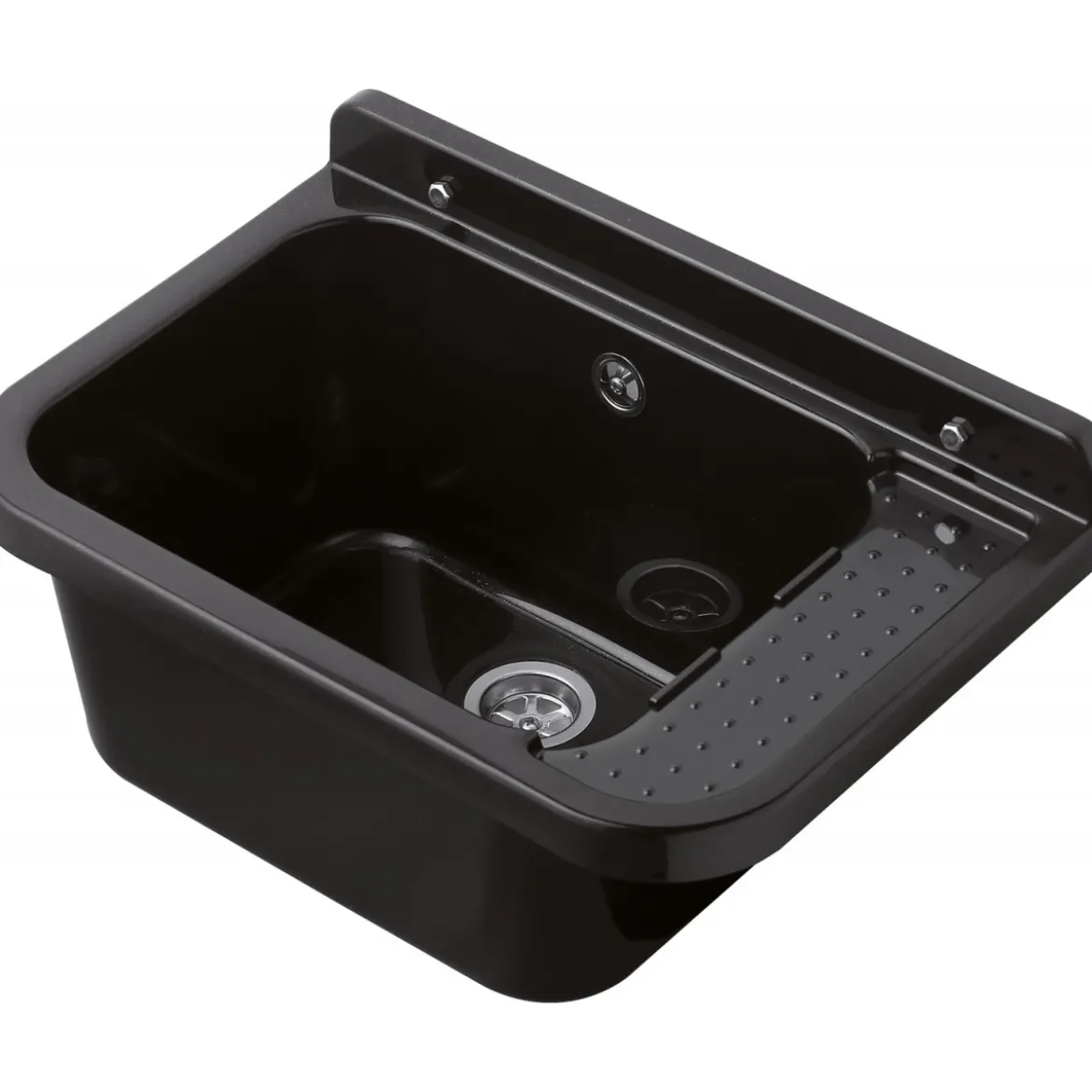 Lavabo per Esterno Nero 50x34 cm Lavello a Muro Pilozzo per Lavanderia