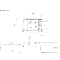 Lavabo per Esterno Nero 50x34 cm Lavello a Muro Pilozzo per Lavanderia