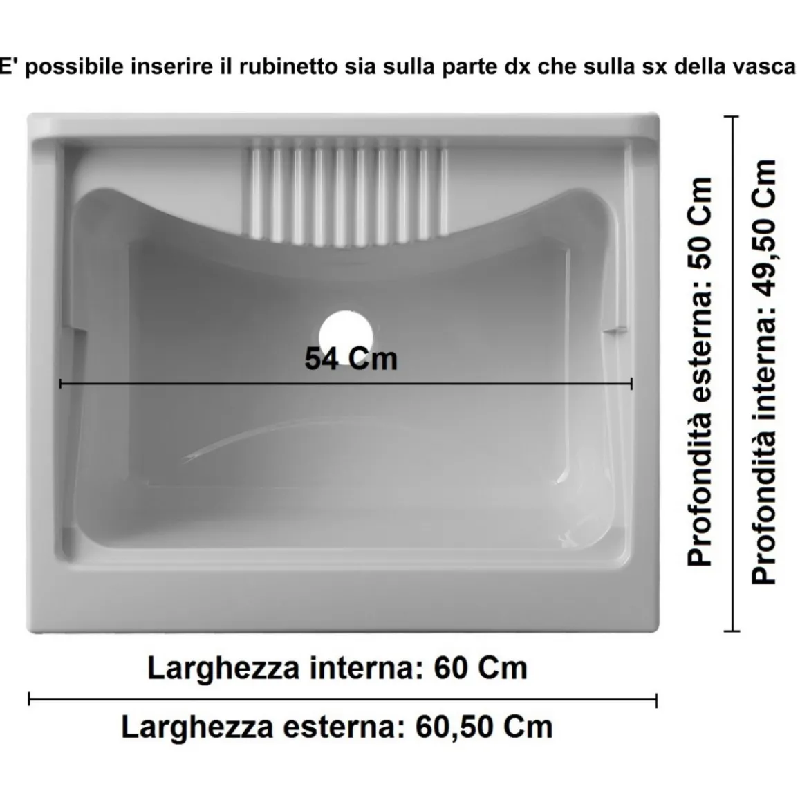 Lavatoio con Mobiletto in Legno da Interno Lavanderia 60x50 Lavandino Pilozzo