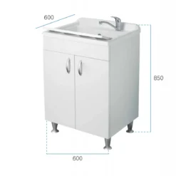 Lavatoio con Mobiletto in Legno 60x60 Sifone Piletta di Scarico Pilozzo Lavanderia