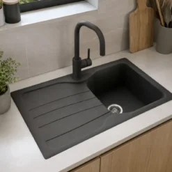 Lavello Cucina 1 Vasca con Gocciolatoio Reversibile Fragranite Grafite