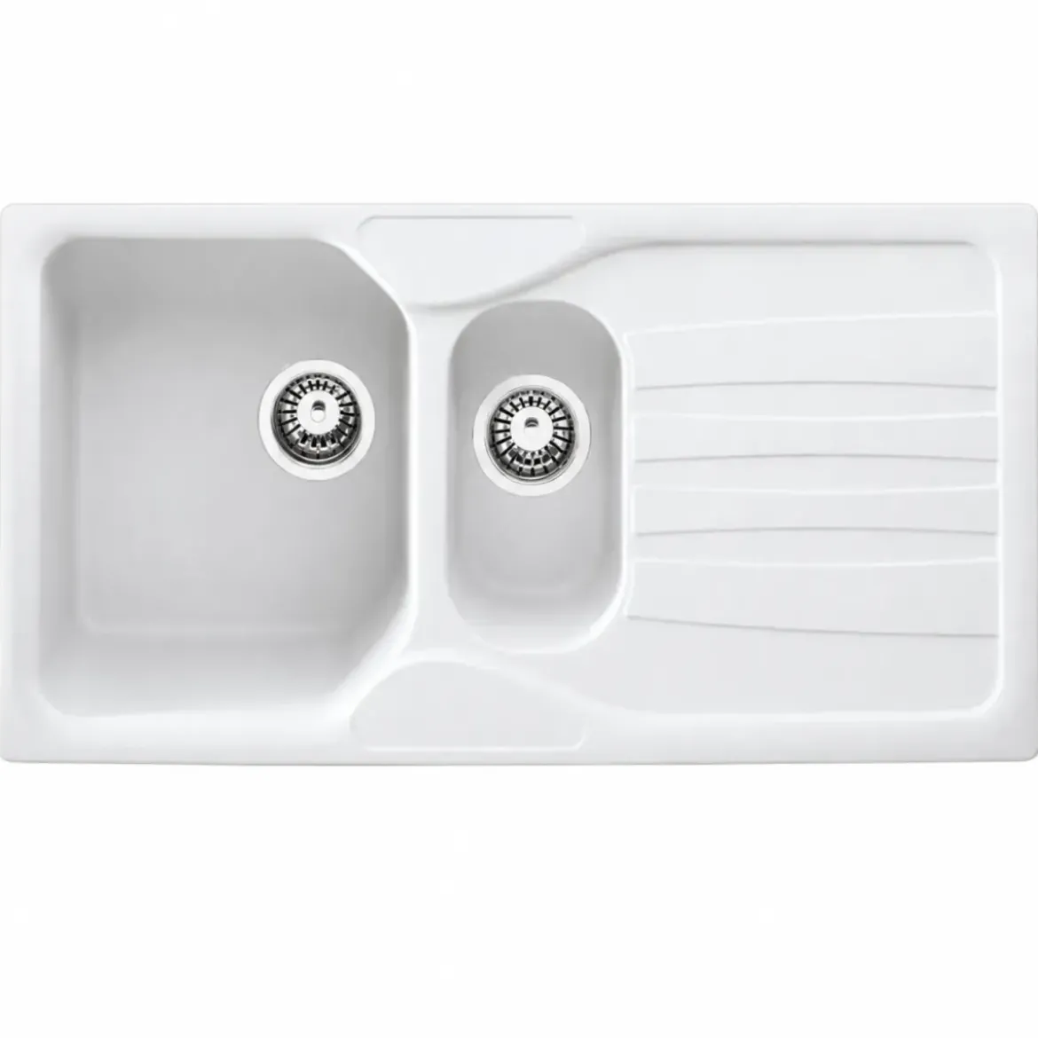 Lavello Cucina 2 Vasche con Gocciolatoio Reversibile Fragranite Bianco