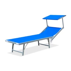 Lettino Mare Blu Sole Stabilimento Leggero Alluminio Spiaggia Arredo Giardino