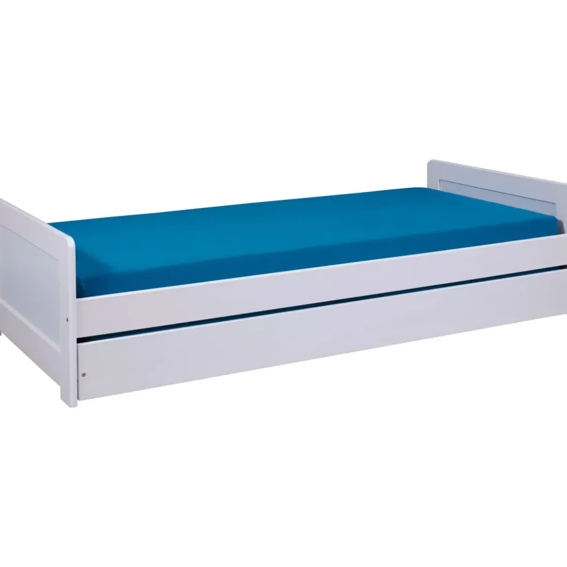 2 Letti Singoli 90x200 Bianco da Cameretta Secondo Estraibile Contenitore