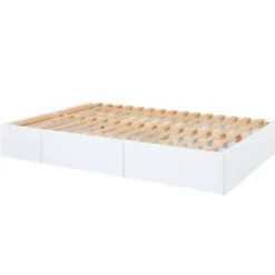 Letto alla Francese 140x200 cm Bianco con 4 Cassetti Rete a Doghe