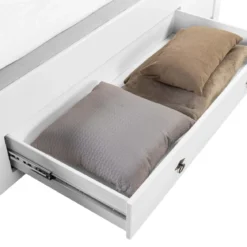 Letto Matrimoniale 180x200 cm Legno Bianco Grigio Cenere con Cassetto