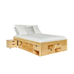 Letto Matrimoniale 180x200 con Cassetti Comodini Rete a Doghe 2 Piazze Camera