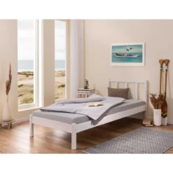 Letto Singolo da Cameretta 90x200 senza Doghe Bianco