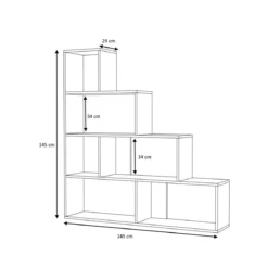 Libreria a Cubi a Scala Rovere Moderna Mensole Legno Divisorio Scaffali Ufficio