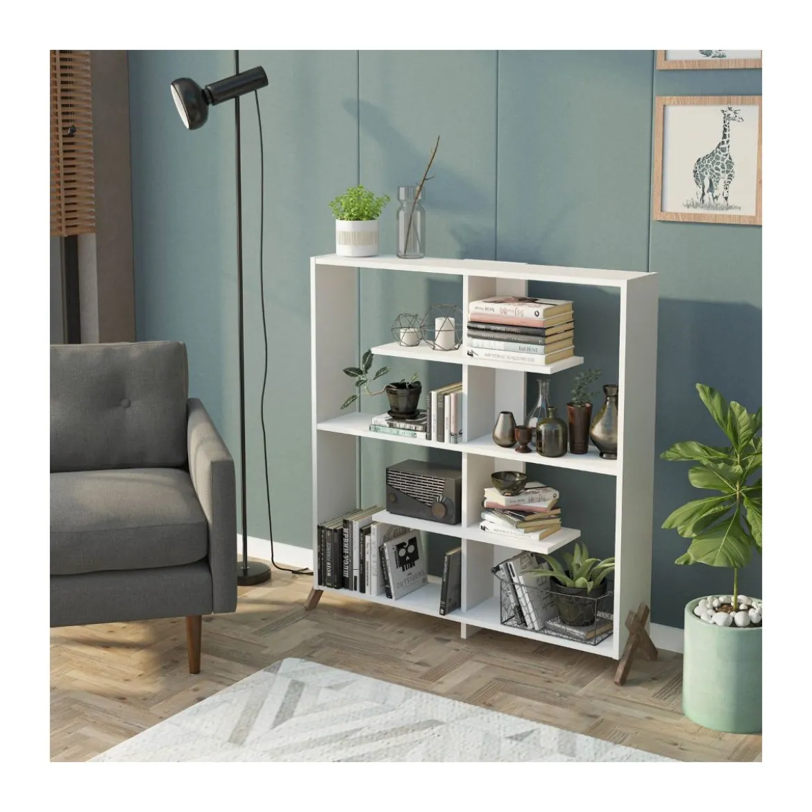 Libreria Bianca Moderna Arredamento Minimal Salotto