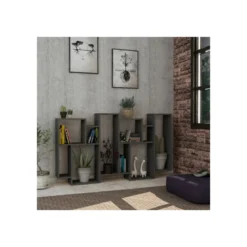 Libreria Bifacciale Antracite Moderna Design per Arredamento Interni