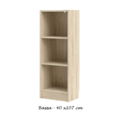 Libreria Legno Moderna Rovere Bassa Stretta Scaffali Ripiani da Ufficio Salotto