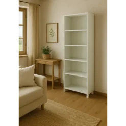 Libreria Moderna 70x29x190 cm Bianca con Ripiani Regolabili