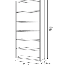 Libreria Moderna 70x29x190 cm Noce con Ripiani Regolabili