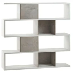 Libreria Modulare Bianco Cemento Moderna Scaffale Mensole Ufficio Studio