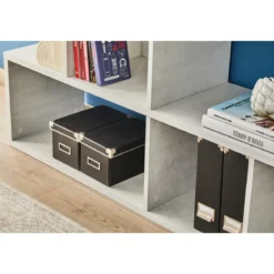 Libreria Modulare Cemento Bianco Moderna Mensole Scaffale Ufficio Studio