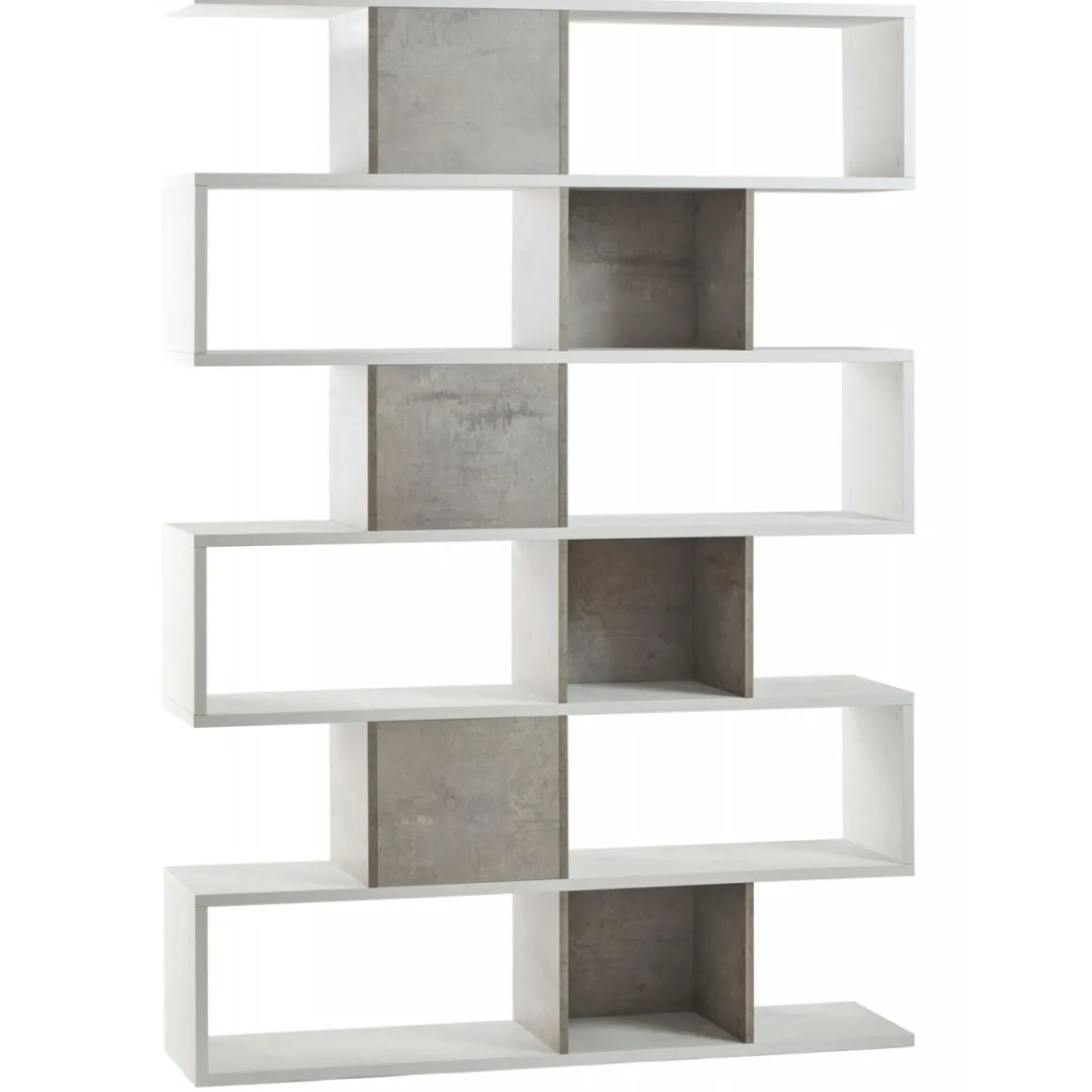 Libreria Modulare Geometrica in Legno Bianco Cemento Moderna Scaffale