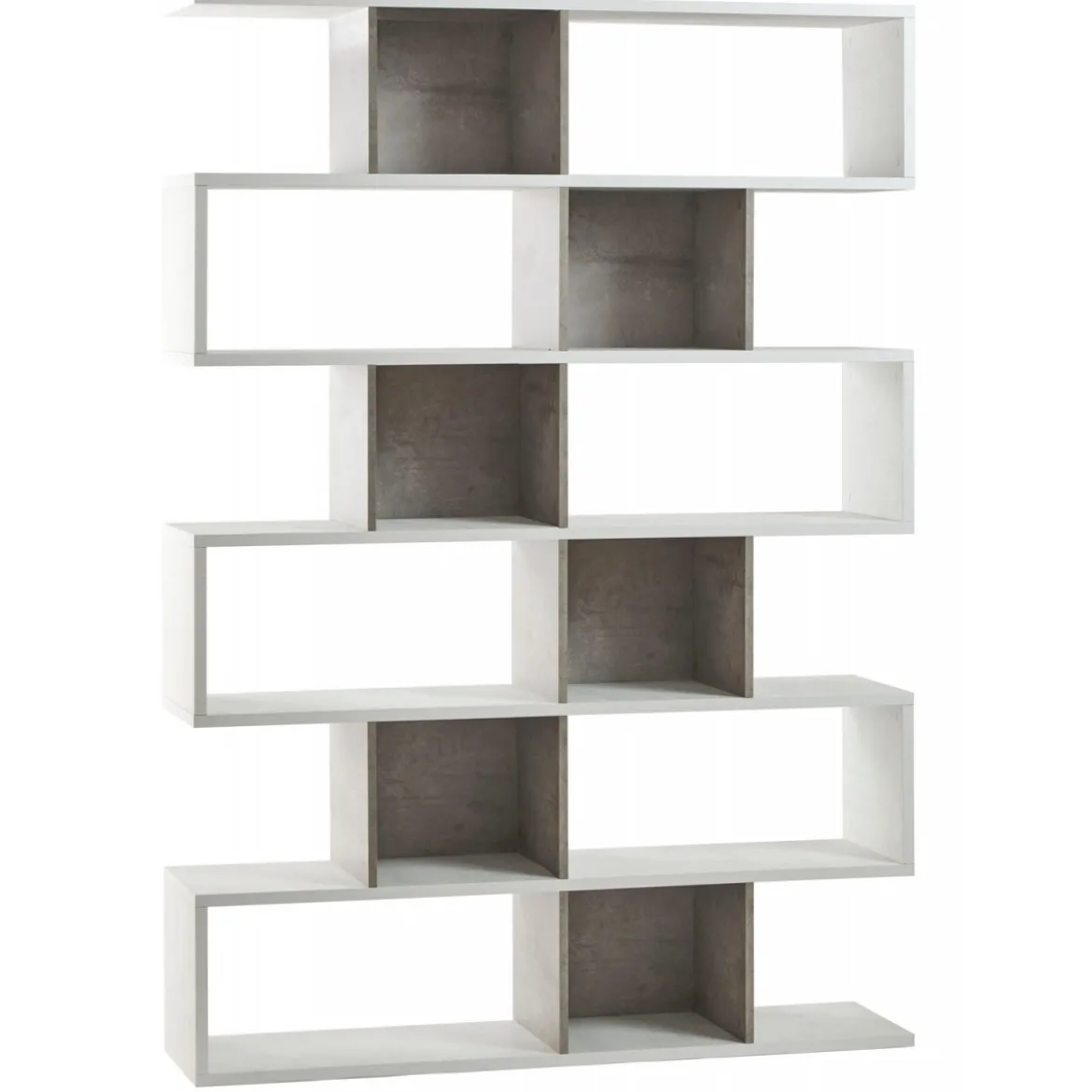 Libreria Modulare Geometrica in Legno Bianco Cemento Moderna Scaffale