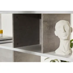 Libreria Modulare Geometrica Bianco in Legno Moderna Scaffale a Giorno