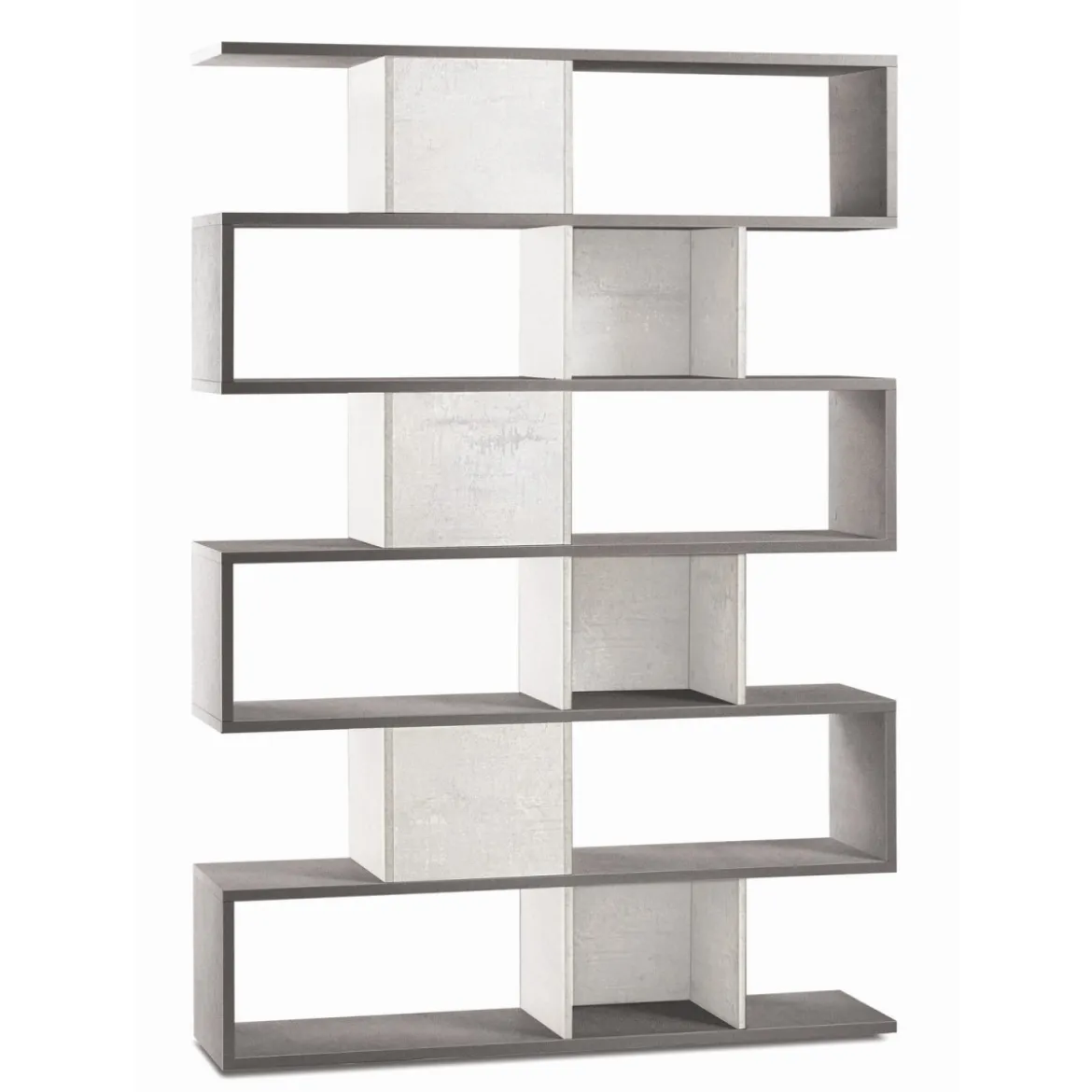 Libreria Modulare Geometrica Cemento Bianco Moderna Scaffale in Legno