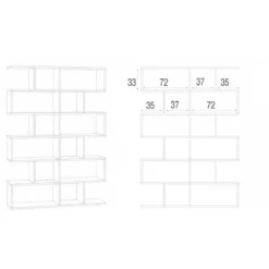 Libreria Modulare Geometrica Cemento Bianco Moderna Scaffale in Legno