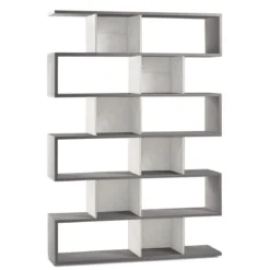 Libreria Modulare Geometrica Cemento Bianco Moderna Scaffale in Legno