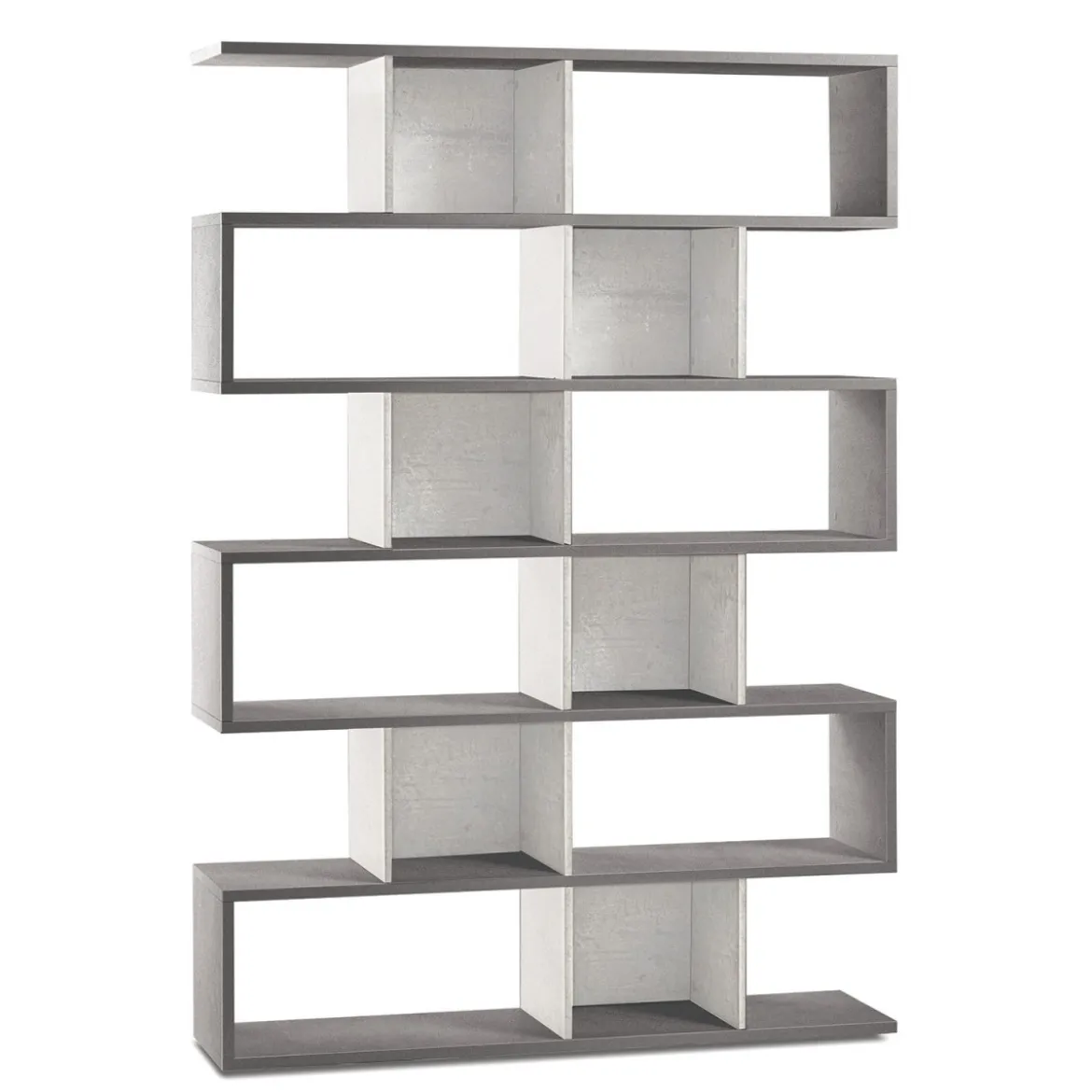 Libreria Modulare Geometrica Cemento Bianco Moderna Scaffale in Legno