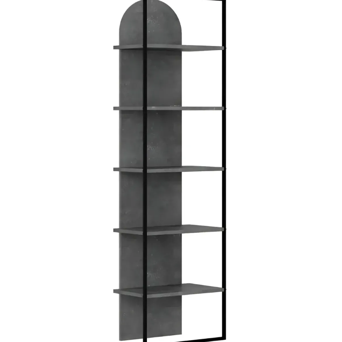 Libreria 5 Ripiani Moderna da Ingresso Soggiorno Grigio Struttura Metallo