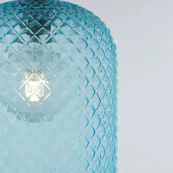 Luce in Vetro a Sospensione Lampadario di Cristallo Blu Elegante da Interno