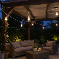Luci per Gazebo Ombrellone 10m con 10 Portalampade E27 Bianco Esterno
