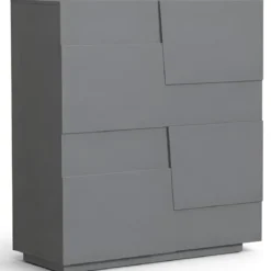 Madia Alta Antracite Opaco Credenza 4 Ante 3 Ripiani Legno Salvaspazio