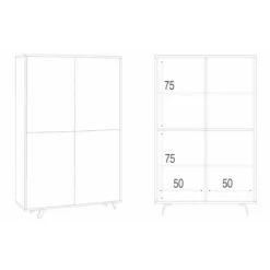 Madia Armadio Nero Bianco Lucido Credenza con Ripiani 4 Ante Soggiorno