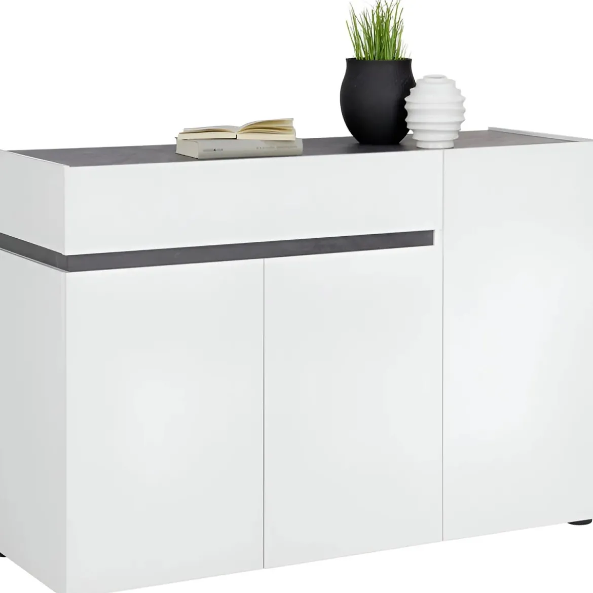 Madia Bianca 120x42x80 cm con 3 Ante e Cassetto Soft-Close