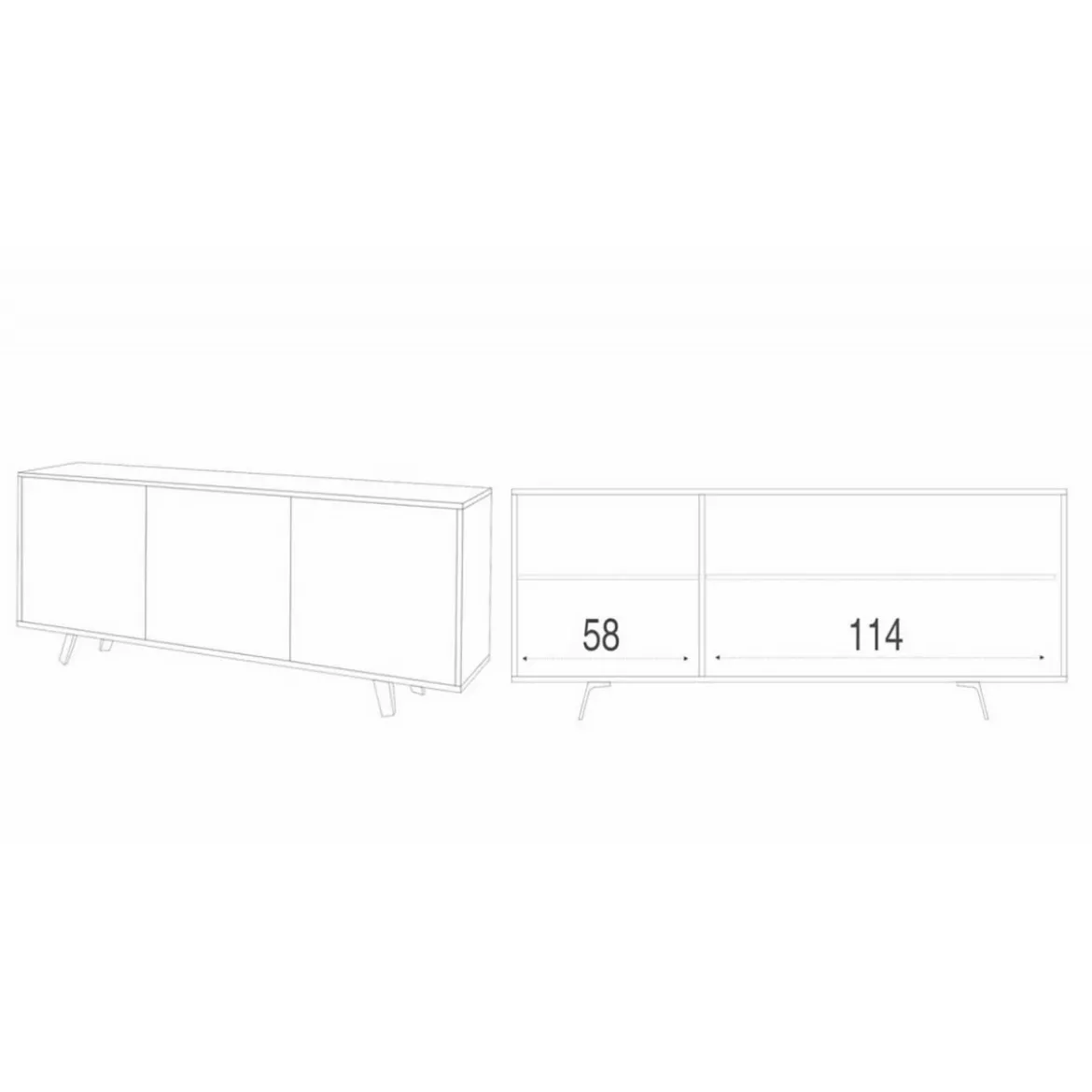 Madia Bianco Lucido Armadio 3 Ante Credenza Contenitore Buffet Soggiorno