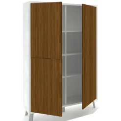 Madia da Soggiorno 4 Ante 108x41x161 cm Bianca e Rovere