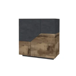 Madia in Legno Grigio e Acero Mobile 100 cm con 2 Ante da Ingresso