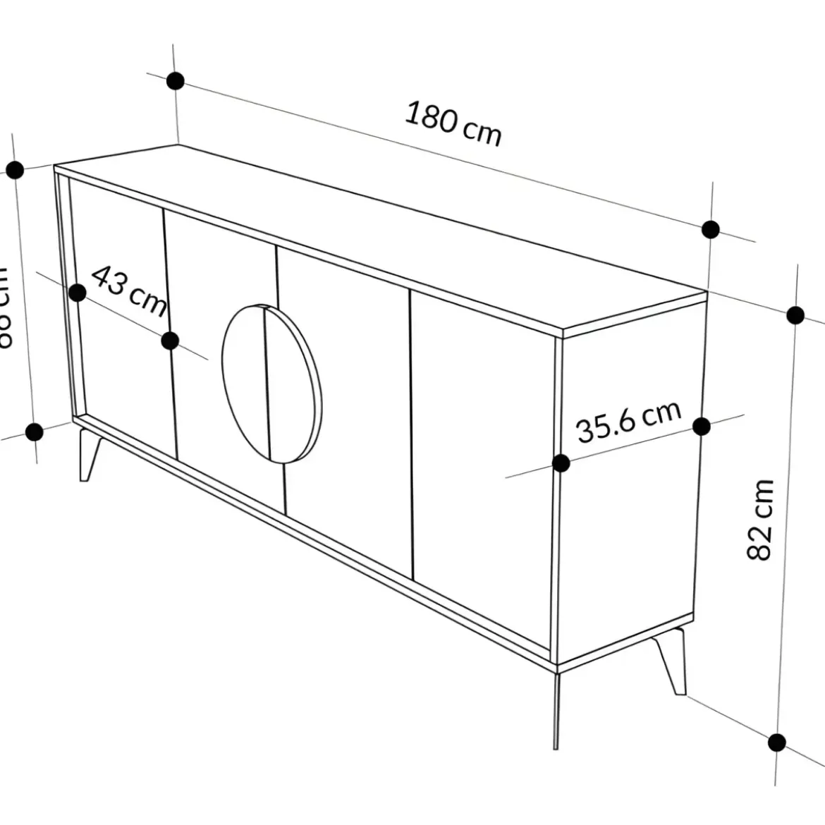 Madia Soggiorno Moderna 180 cm 4 Ante Bianco Tortora Moderno Piedini