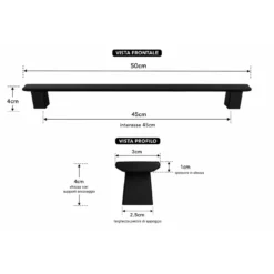 Maniglione Piatto Porta Blindata Nero 50cm Moderno